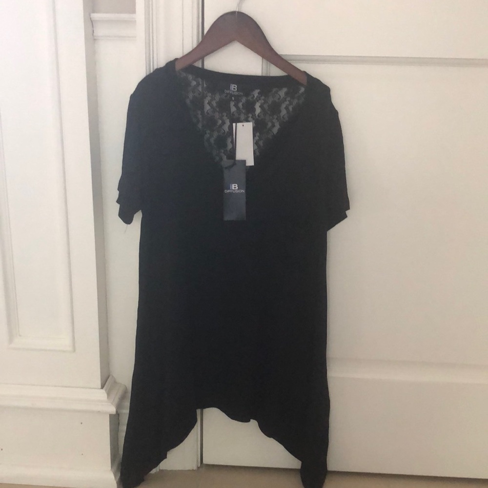Women’s new with tags black lace shirt